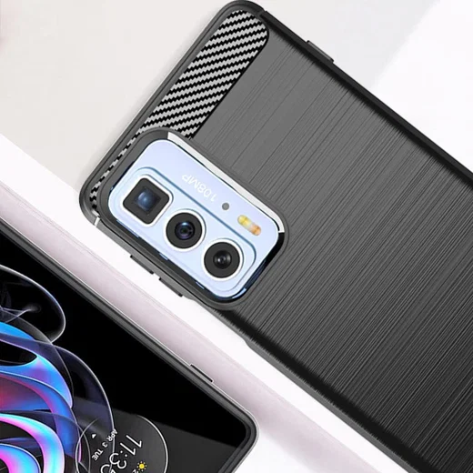 Motorola Edge 20 Pro Hoesje Geborsteld TPU Back Cover  Zwart afbeelding 5