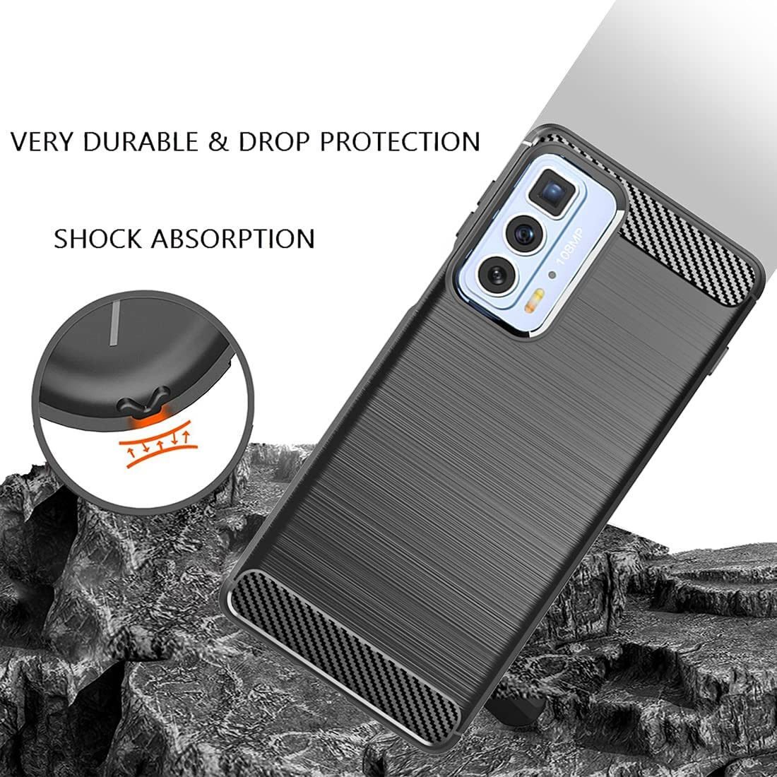 Motorola Edge 20 Pro Hoesje Geborsteld TPU Back Cover  Zwart afbeelding 8