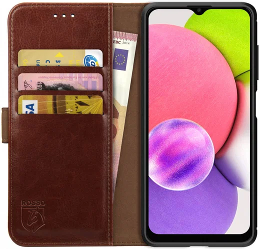 Rosso Element Samsung Galaxy A03S Hoesje Book Cover Wallet Bruin afbeelding 1