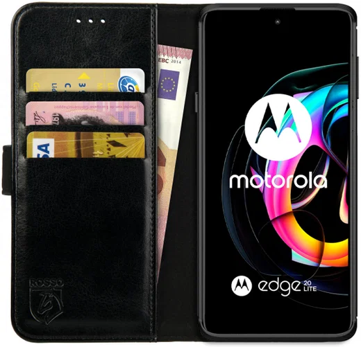Rosso Element Motorola Edge 20 Lite Hoesje Book Cover Wallet Zwart afbeelding 1