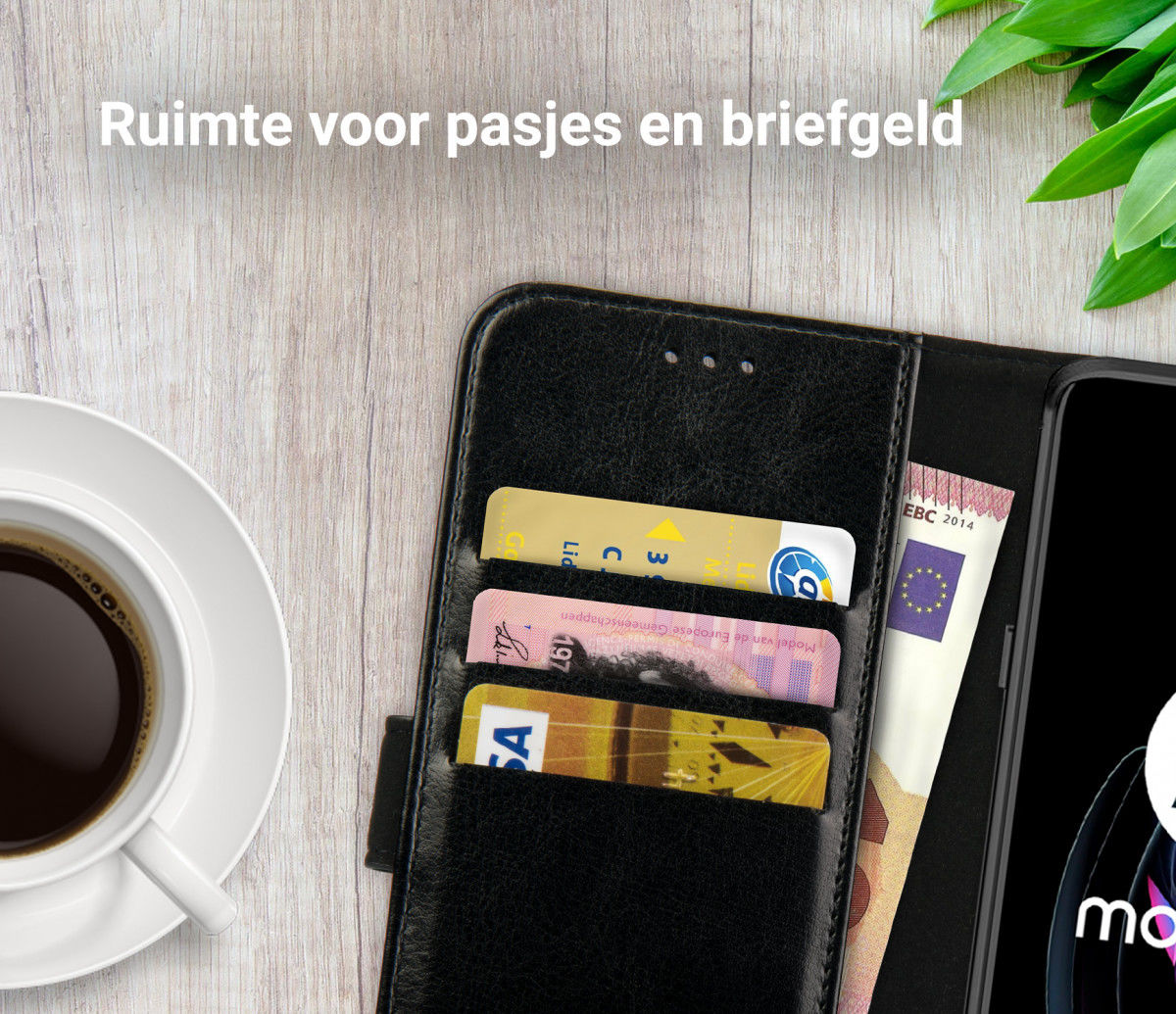 Rosso Element Motorola Edge 20 Lite Hoesje Book Cover Wallet Zwart afbeelding 5