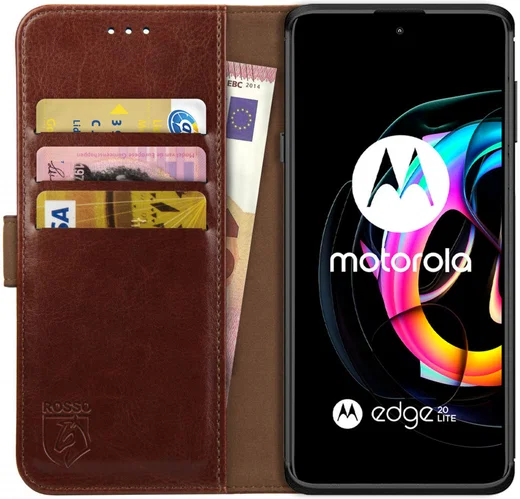 Rosso Element Motorola Edge 20 Lite Hoesje Book Cover Wallet Bruin afbeelding 1