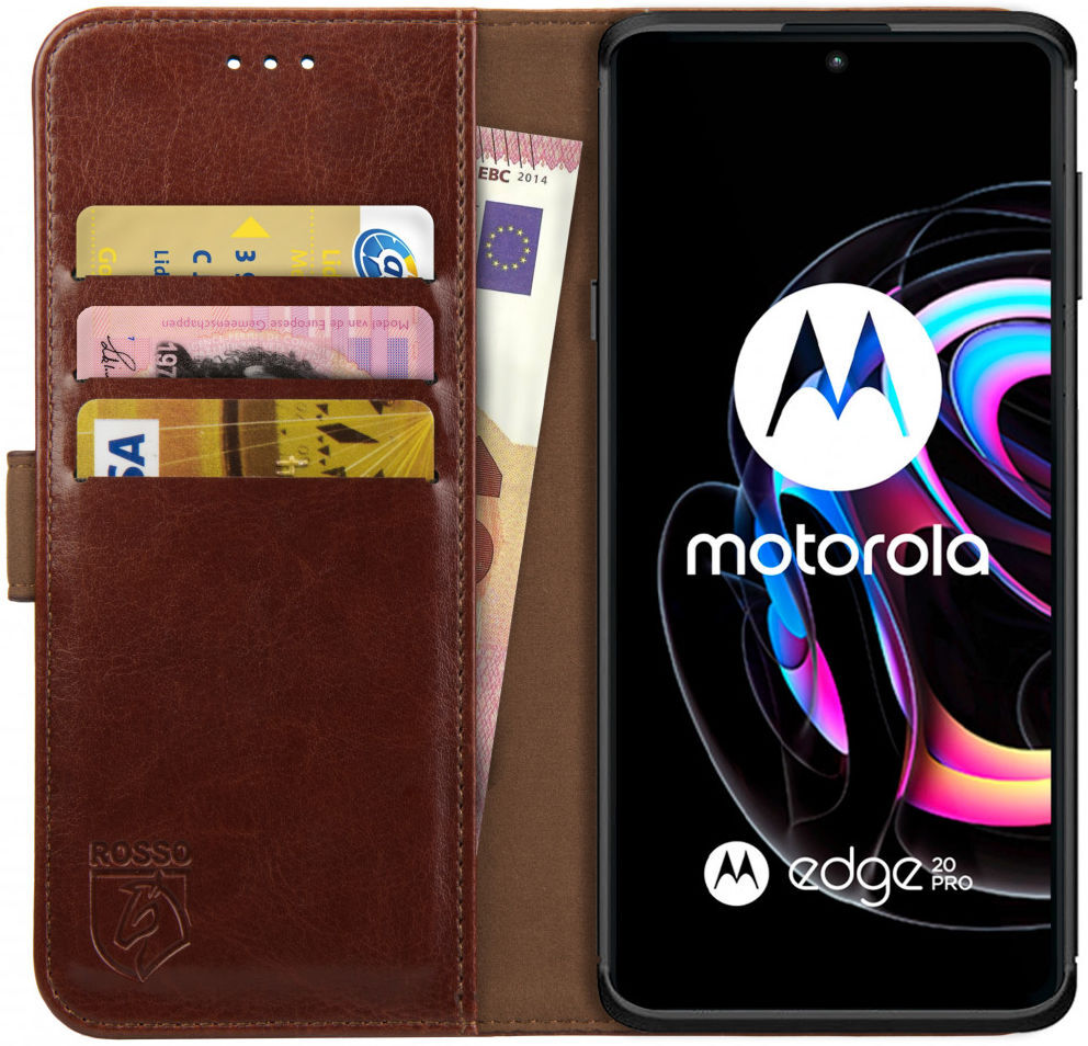 Rosso Element Motorola Edge 20 Pro Hoesje Book Cover Wallet Bruin afbeelding 1