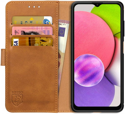 Rosso Element Samsung Galaxy A03S Hoesje Book Cover Wallet Lichtbruin afbeelding 1