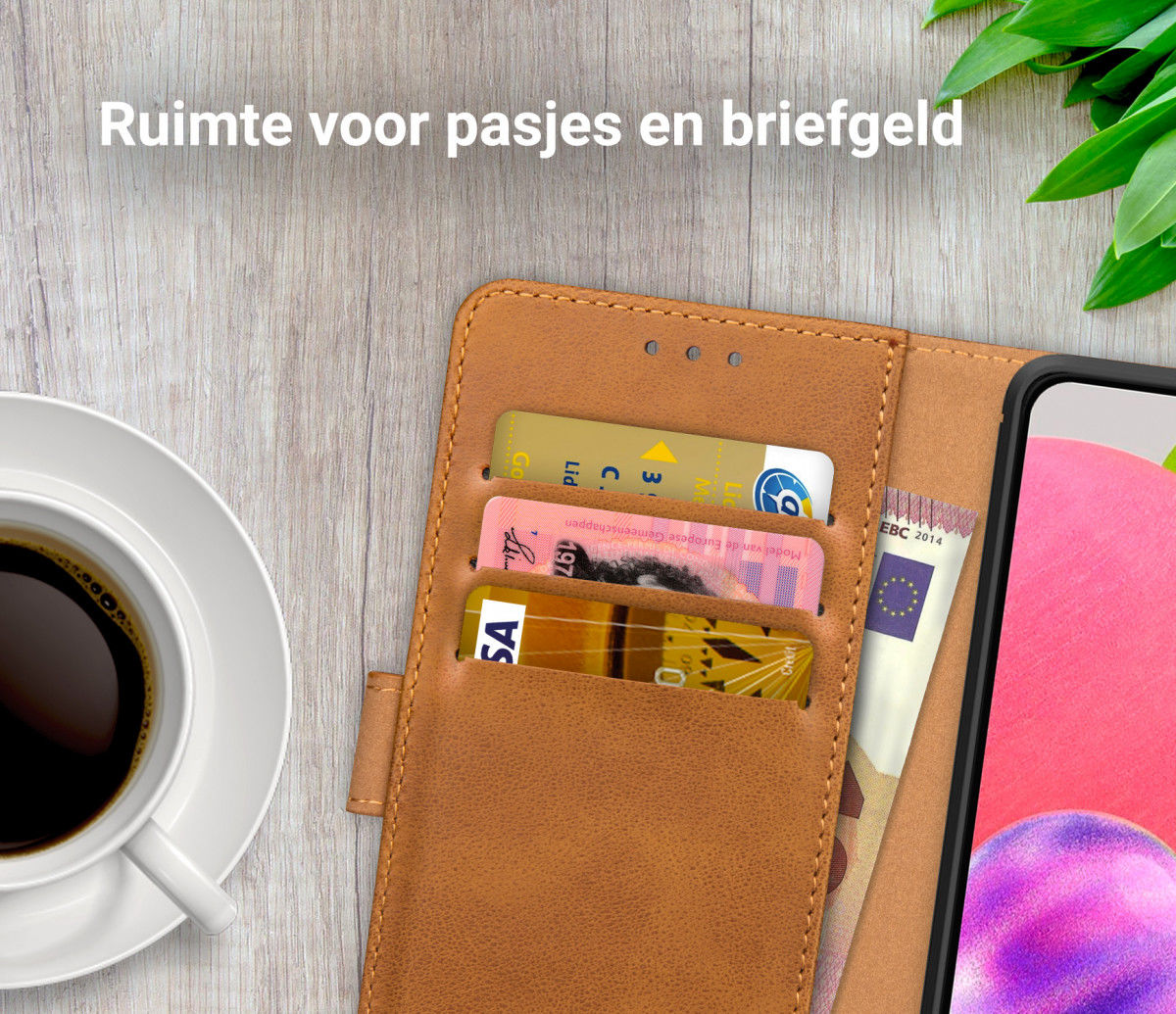 Rosso Element Samsung Galaxy A03S Hoesje Book Cover Wallet Lichtbruin afbeelding 5