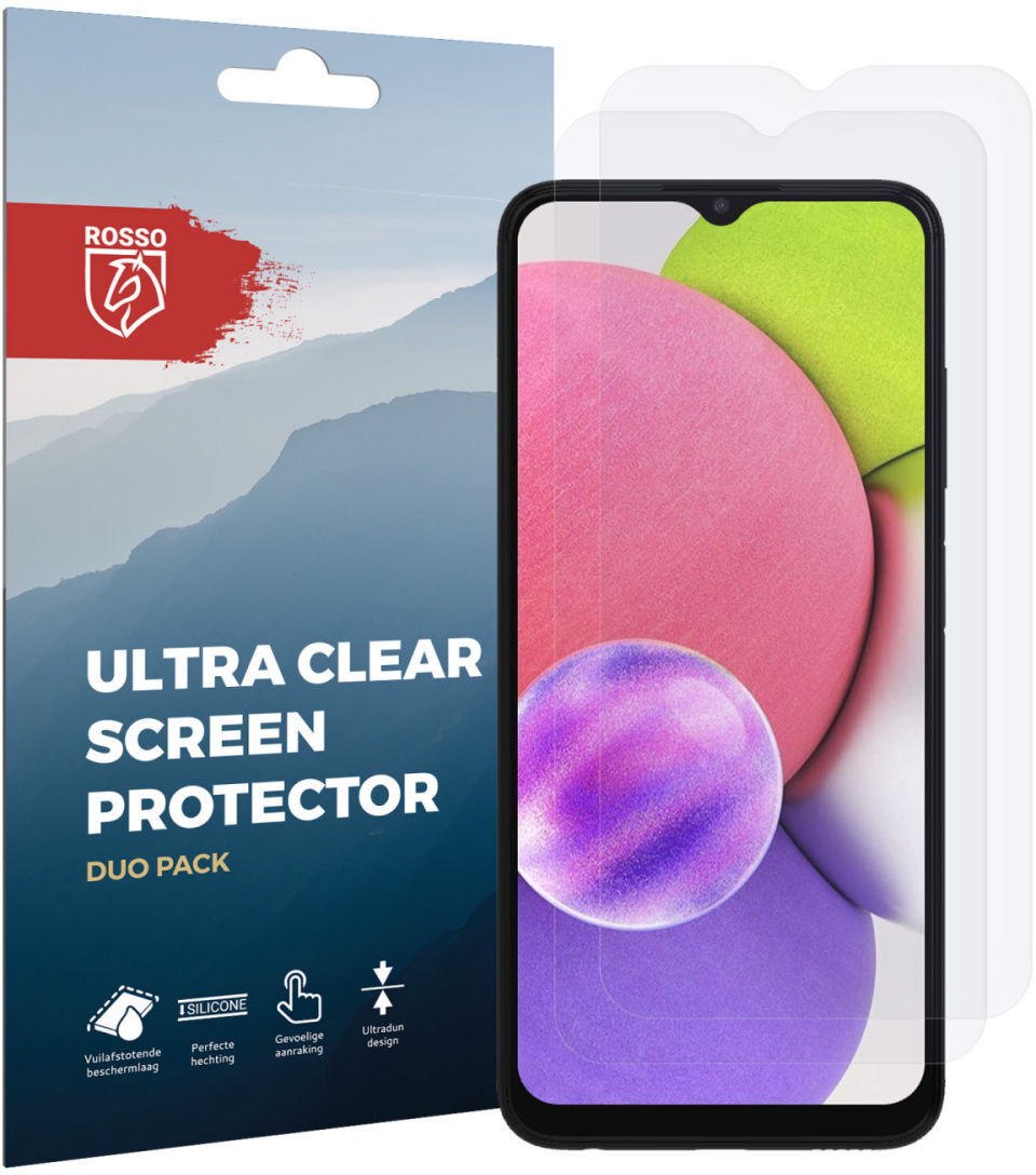 Rosso Samsung Galaxy A03S Ultra Clear Screen Protector Duo Pack afbeelding 9