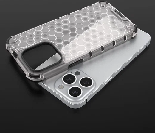 Apple iPhone 13 Pro Hybride Honinggraat Hoesje Grijs afbeelding 2