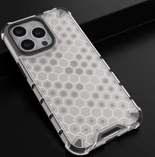 Apple iPhone 13 Pro Hybride Honinggraat Hoesje Grijs afbeelding 3