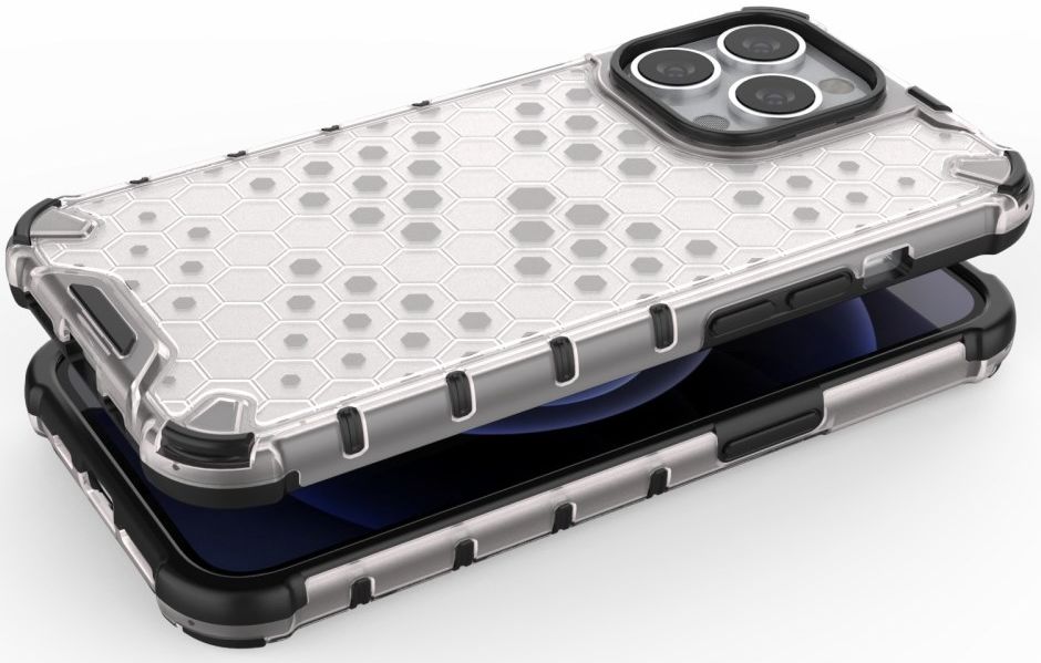 Apple iPhone 13 Pro Hybride Honinggraat Hoesje Grijs afbeelding 7