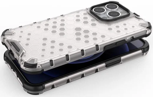 Apple iPhone 13 Pro Hybride Honinggraat Hoesje Grijs afbeelding 7