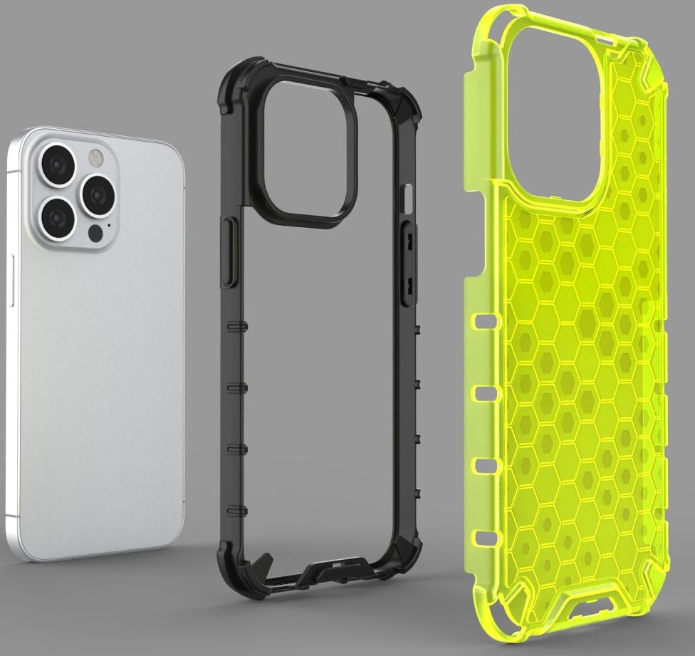 Apple iPhone 13 Pro Hybride Honinggraat Hoesje Zwart afbeelding 3