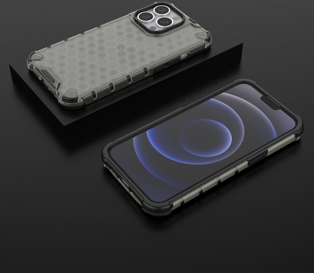 Apple iPhone 13 Pro Hybride Honinggraat Hoesje Zwart afbeelding 4