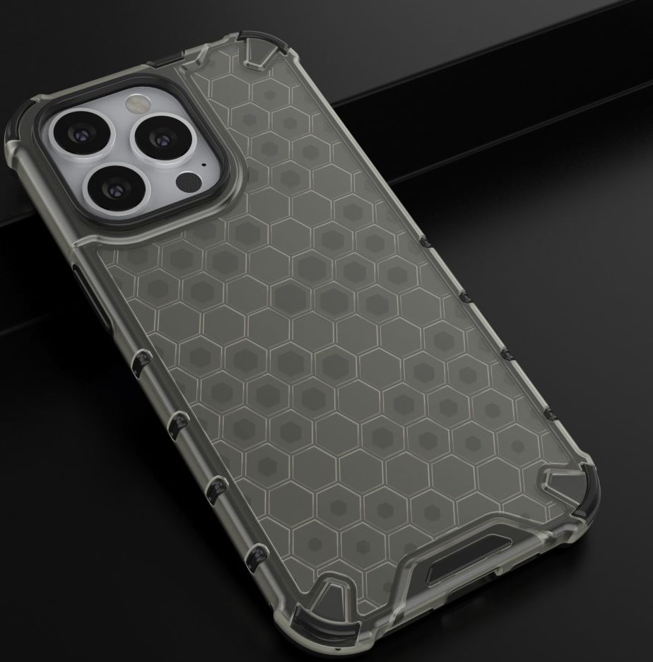 Apple iPhone 13 Pro Hybride Honinggraat Hoesje Zwart afbeelding 5