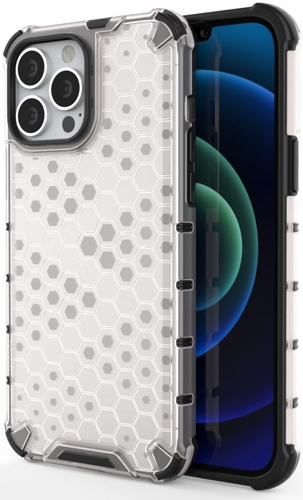 Apple iPhone 13 Pro Max Hybride Honinggraat Hoesje Grijs afbeelding 1