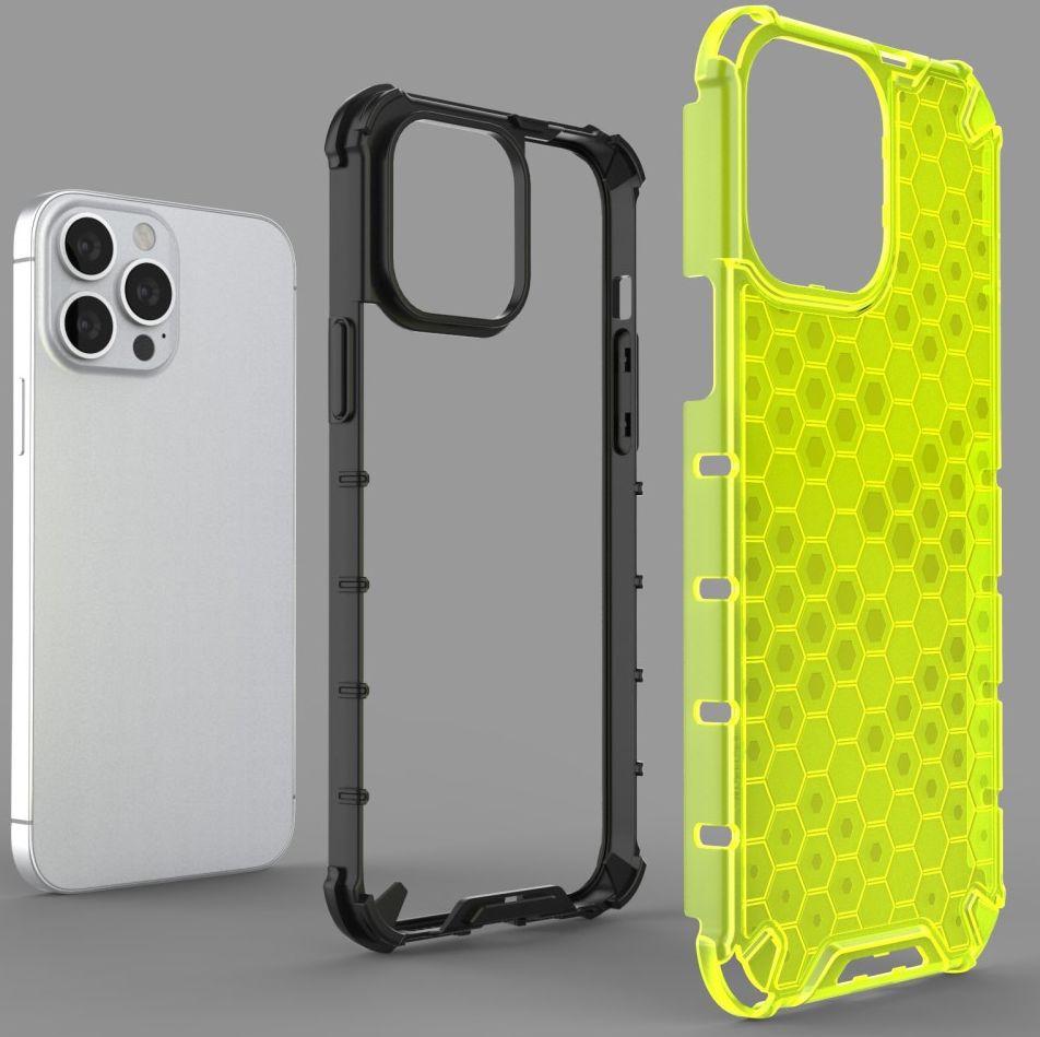 Apple iPhone 13 Pro Max Hybride Honinggraat Hoesje Grijs afbeelding 11