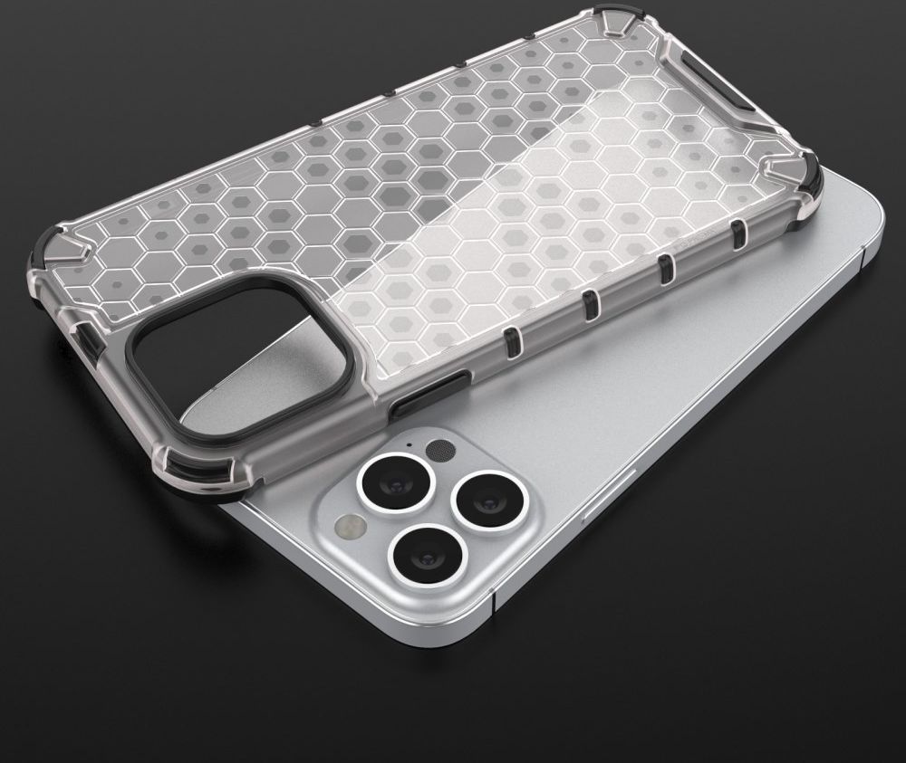Apple iPhone 13 Pro Max Hybride Honinggraat Hoesje Grijs afbeelding 2