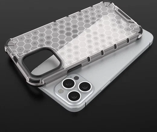 Apple iPhone 13 Pro Max Hybride Honinggraat Hoesje Grijs afbeelding 2