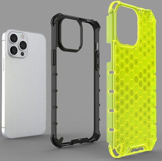 Apple iPhone 13 Pro Max Hybride Honinggraat Hoesje Zwart afbeelding 3