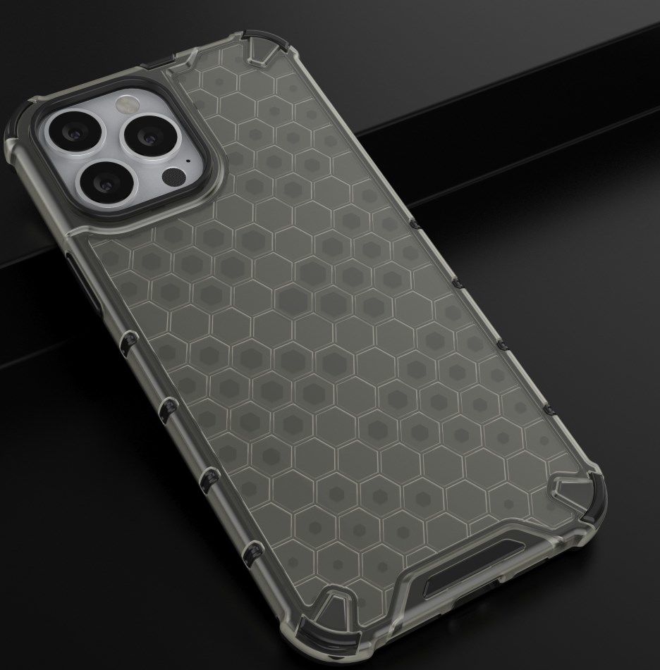 Apple iPhone 13 Pro Max Hybride Honinggraat Hoesje Zwart afbeelding 4