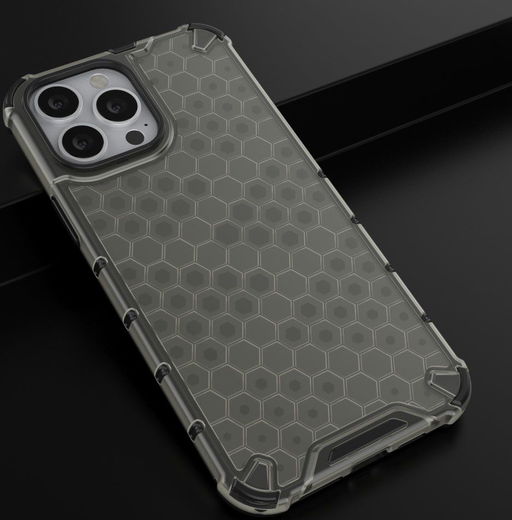 Apple iPhone 13 Pro Max Hybride Honinggraat Hoesje Zwart afbeelding 4