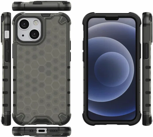 Apple iPhone 13 Mini Hybride Honinggraat Hoesje Zwart afbeelding 2