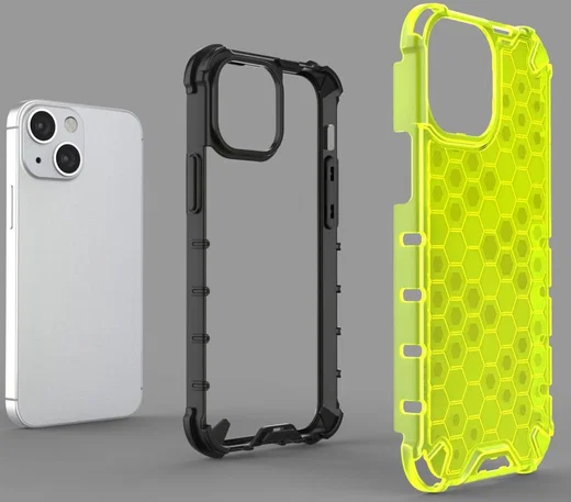 Apple iPhone 13 Mini Hybride Honinggraat Hoesje Zwart afbeelding 3