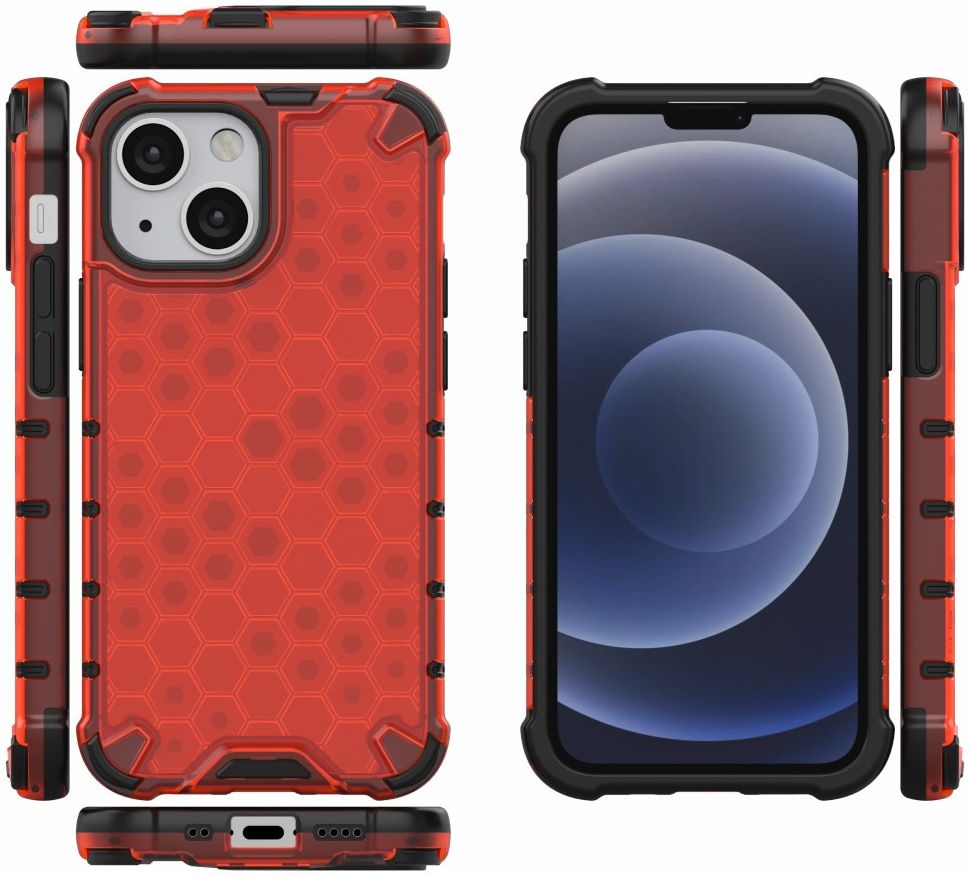 Apple iPhone 13 Mini Hybride Honinggraat Hoesje Rood afbeelding 2