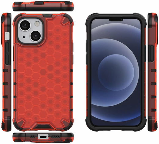 Apple iPhone 13 Mini Hybride Honinggraat Hoesje Rood afbeelding 2