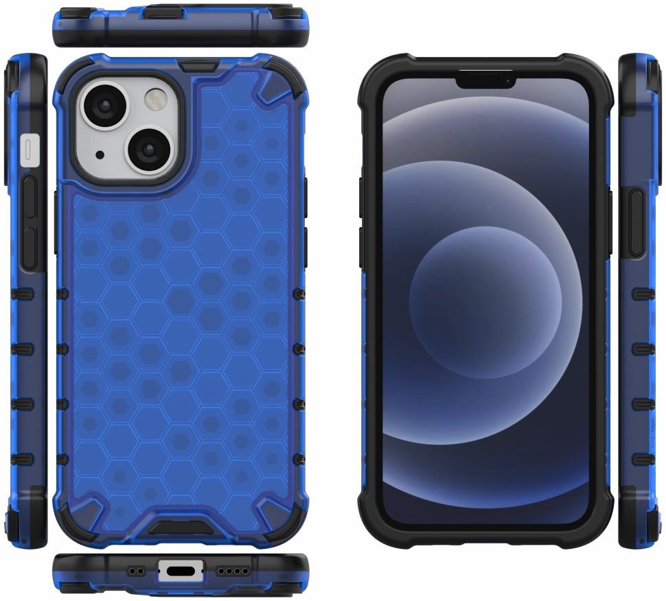 Apple iPhone 13 Mini Hybride Honinggraat Hoesje Blauw afbeelding 2