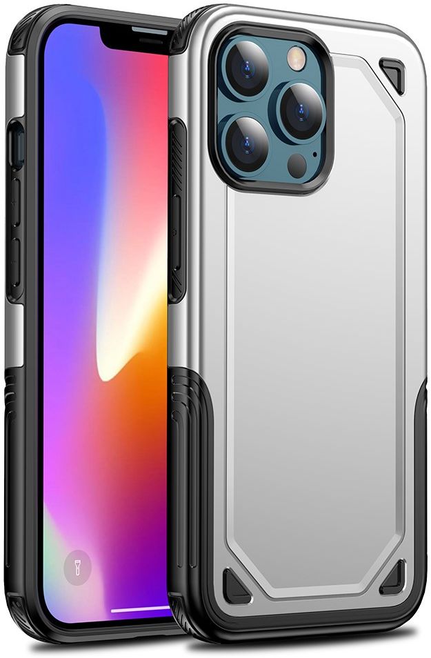 Apple iPhone 13 Pro Hoesje Hybride Back Cover Zilver afbeelding 1