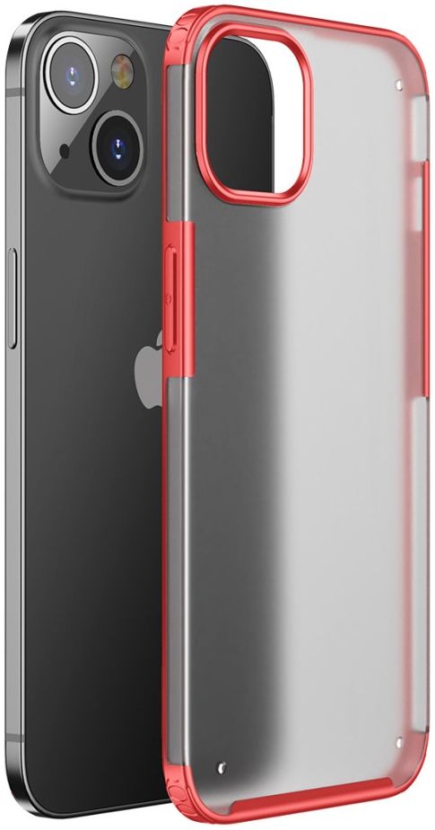 Apple iPhone 13 Mini Hoesje Hybride Back Cover Mat Transparant Rood afbeelding 1