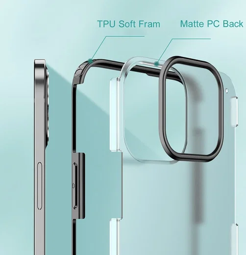Apple iPhone 13 Pro Max Hybrid Armor Hard Plastic Back Cover Zwart afbeelding 5