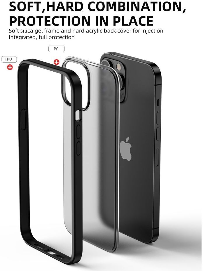 iPaky Apple iPhone 13 Pro Hoesje Hybride Back Cover Zwart afbeelding 2