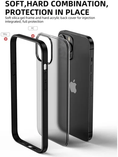 iPaky Apple iPhone 13 Pro Hoesje Hybride Back Cover Zwart afbeelding 2