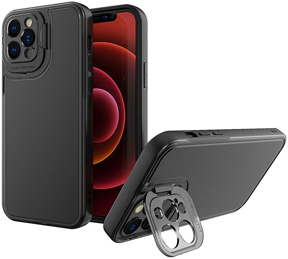 Apple iPhone 13 Pro Hoesje met Camera Protector Kickstand Zwart afbeelding 1