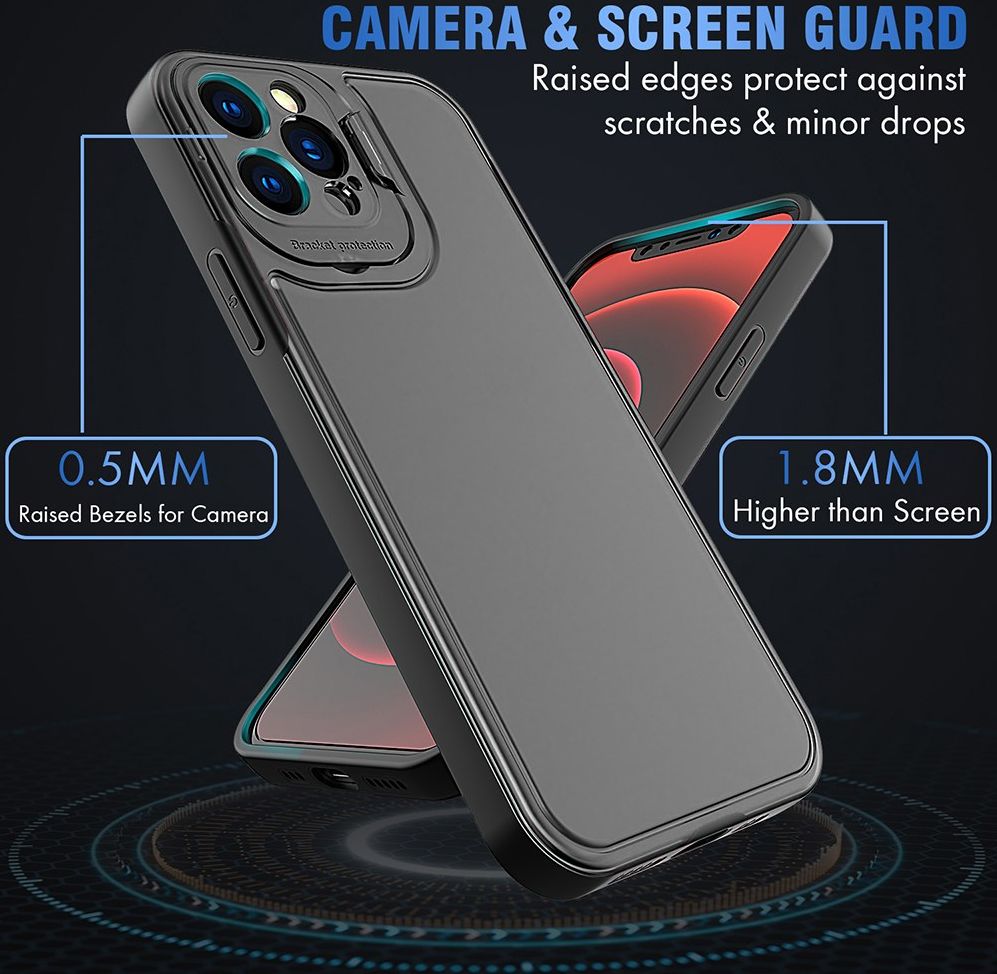 Apple iPhone 13 Pro Hoesje met Camera Protector Kickstand Zwart afbeelding 5