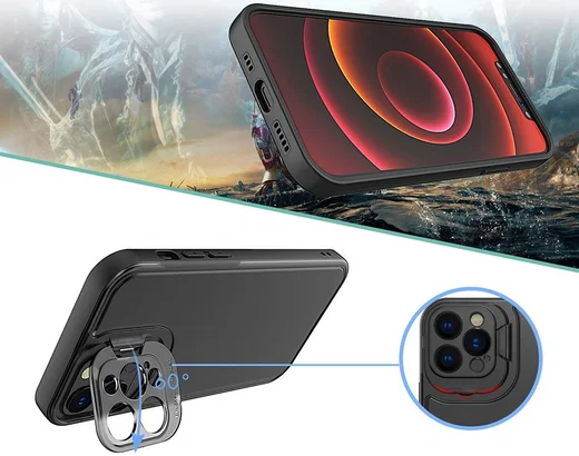 Apple iPhone 13 Pro Hoesje met Camera Protector Kickstand Zwart afbeelding 7