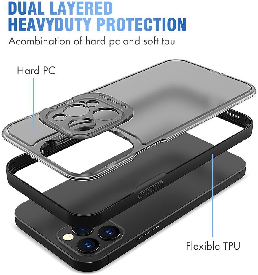 Apple iPhone 13 Pro Hoesje met Camera Protector Kickstand Zwart afbeelding 3