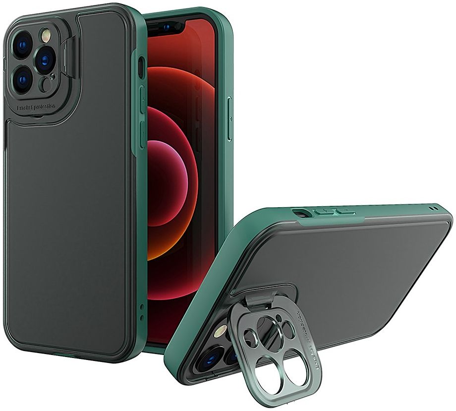 Apple iPhone 13 Pro Hoesje met Camera Protector Kickstand Groen afbeelding 1