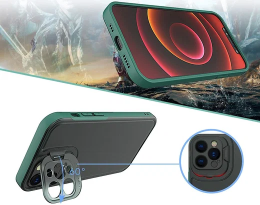 Apple iPhone 13 Pro Hoesje met Camera Protector Kickstand Groen afbeelding 6