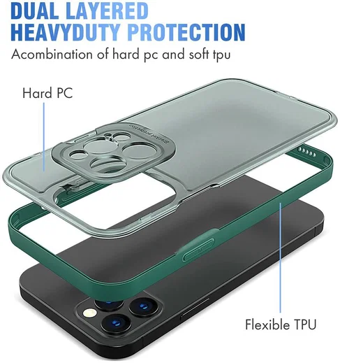 Apple iPhone 13 Pro Hoesje met Camera Protector Kickstand Groen afbeelding 2