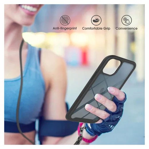 Apple iPhone 13 Mini Hoesje met Koord Back Cover Keycord Zwart afbeelding 4