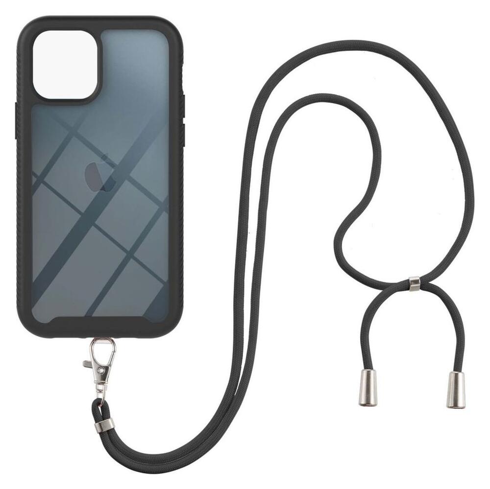 Apple iPhone 13 Pro Max Hoesje met Koord Back Cover Keycord Zwart afbeelding 1