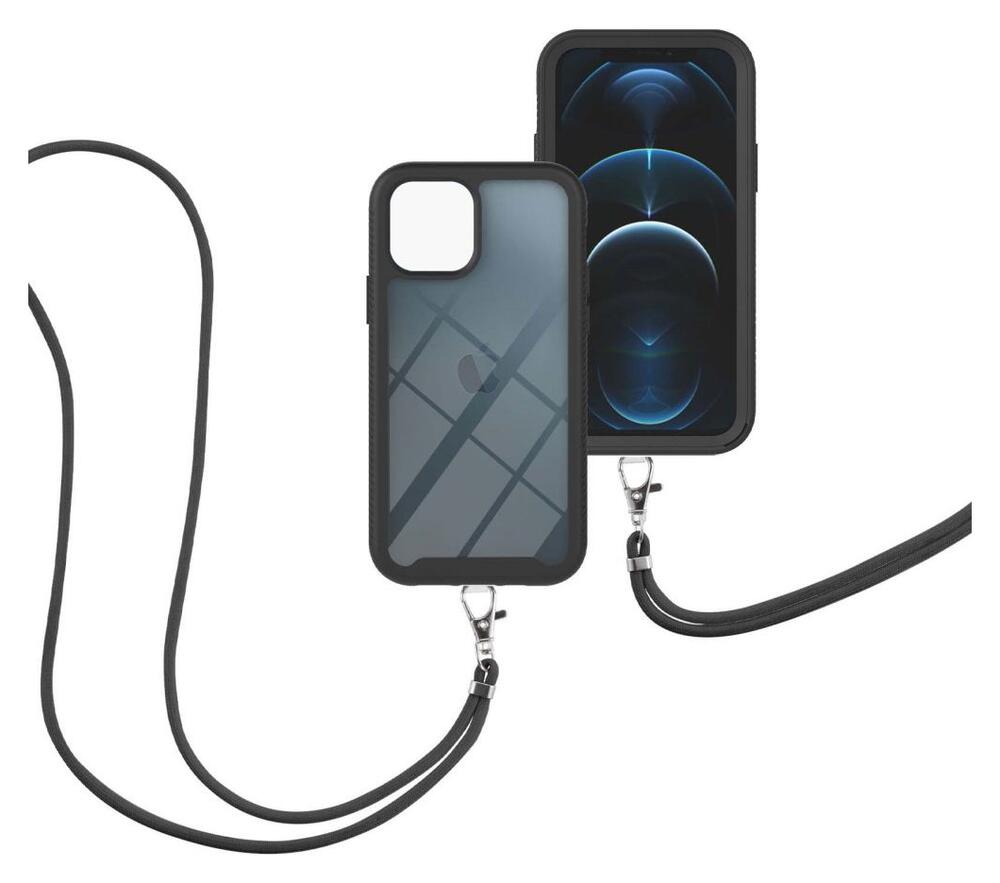 Apple iPhone 13 Pro Max Hoesje met Koord Back Cover Keycord Zwart afbeelding 3