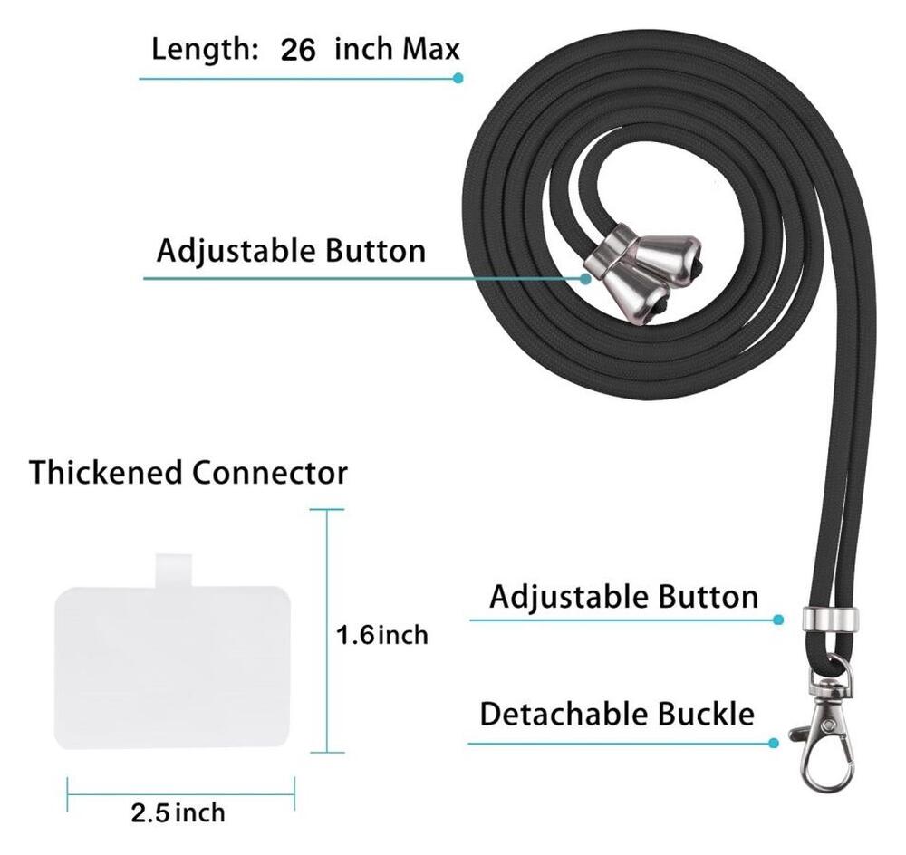 Apple iPhone 13 Pro Max Hoesje met Koord Back Cover Keycord Zwart afbeelding 7