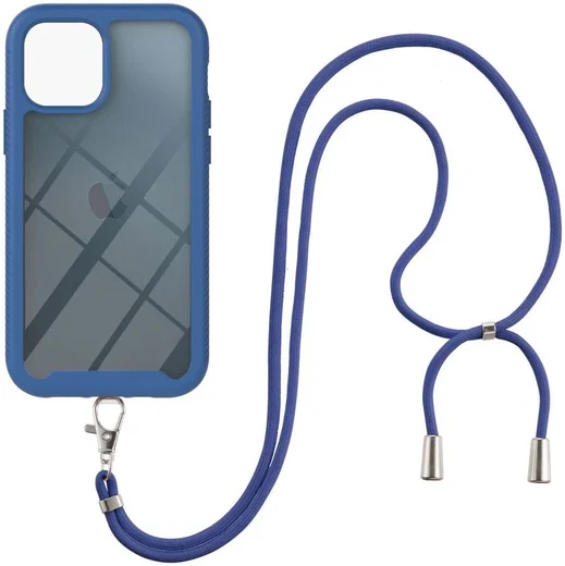 Apple iPhone 13 Hoesje met Koord Back Cover Keycord Blauw afbeelding 1
