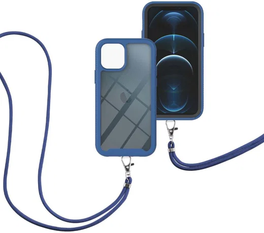 Apple iPhone 13 Hoesje met Koord Back Cover Keycord Blauw afbeelding 3