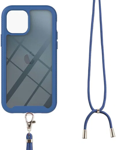 Apple iPhone 13 Hoesje met Koord Back Cover Keycord Blauw afbeelding 2