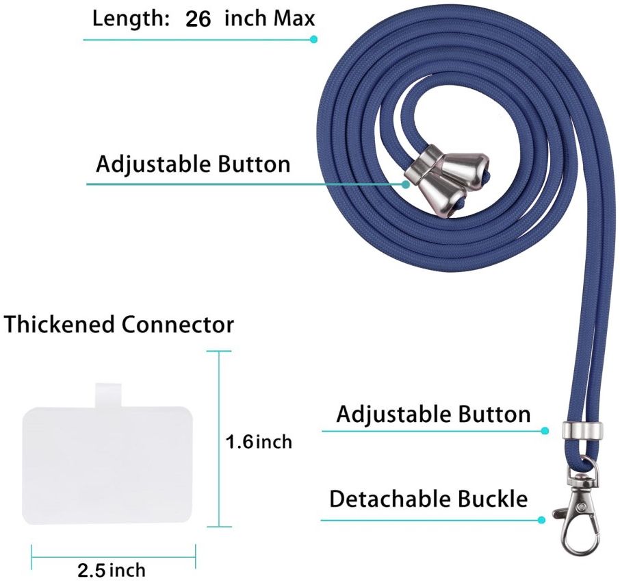 Apple iPhone 13 Hoesje met Koord Back Cover Keycord Blauw afbeelding 7
