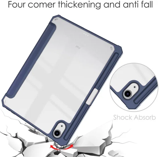Apple iPad Mini 7 / 6 Hoes Tri-Fold Book Case Transparant/Blauw afbeelding 2
